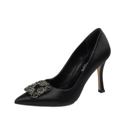 Zapatos elegantes de mujer 1339 satén negro