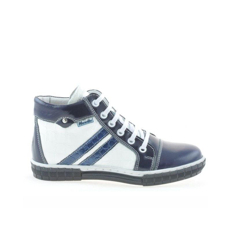 Botas para niños 3213 charol índigo+blanco