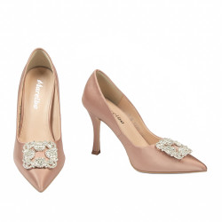 Zapatos elegantes de mujer 1339 satén nude