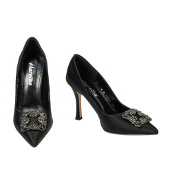 Zapatos elegantes de mujer 1339 satén negro