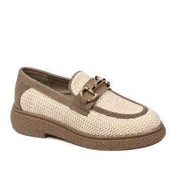 Zapatos casuales de mujer 6092 rafia beige combinada