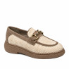 Zapatos casuales de mujer 6092 rafia beige combinada