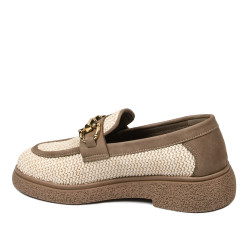 Zapatos casuales de mujer 6092 rafia beige combinada