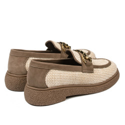 Zapatos casuales de mujer 6092 rafia beige combinada