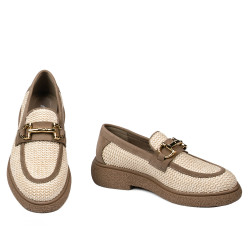 Zapatos casuales de mujer 6092 rafia beige combinada