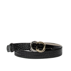 Cinturón de mujer 37-1m croco charol negro