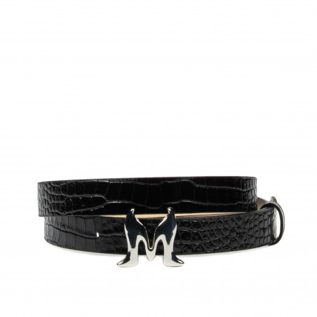 Cinturón de mujer 41-1m croco charol negro
