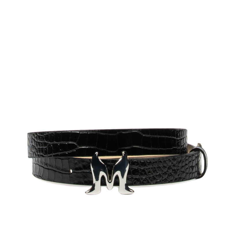 Cinturón de mujer 41-1m croco charol negro