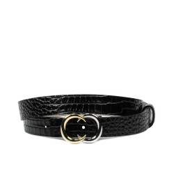 Cinturón de mujer 37-1m croco charol negro