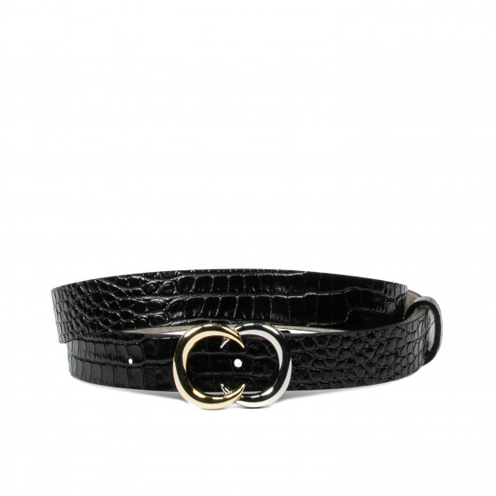 Cinturón de mujer 37-1m croco charol negro