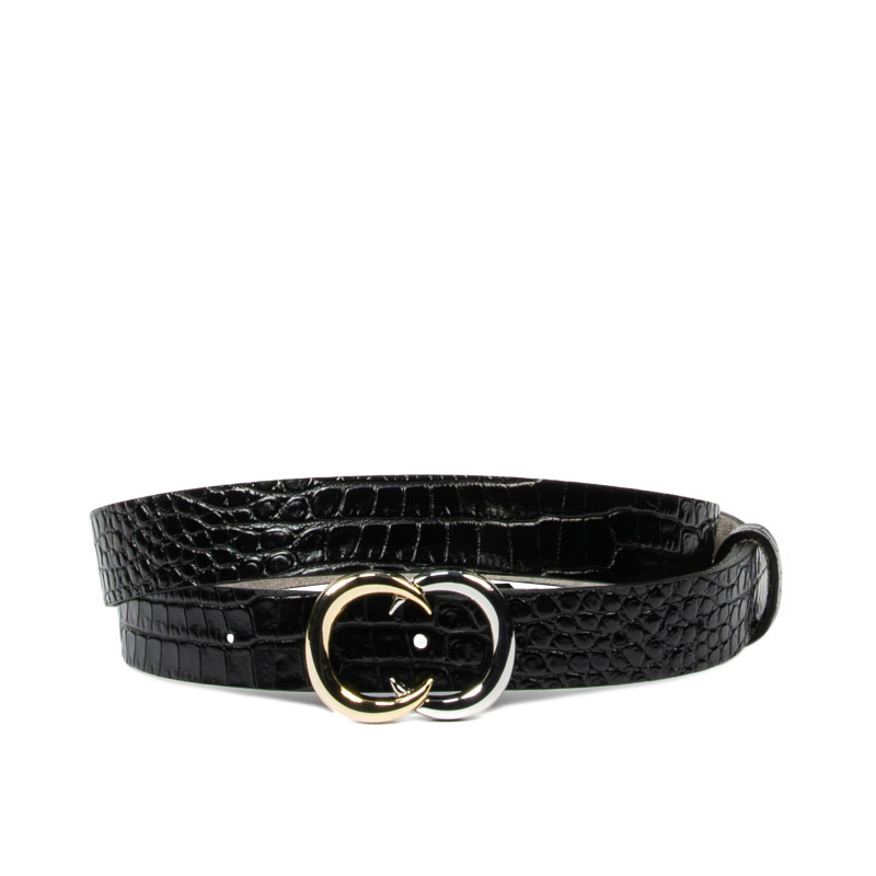 Cinturón de mujer 37-1m croco charol negro