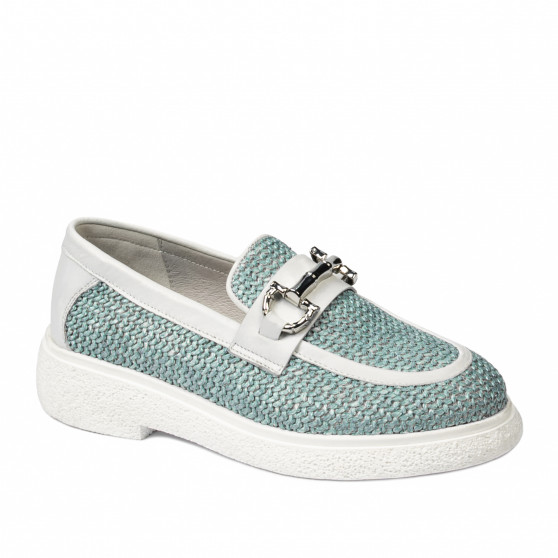 Zapatos casuales mujer 6092 rafia azul combinado