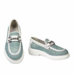 Zapatos casuales mujer 6092 rafia azul combinado