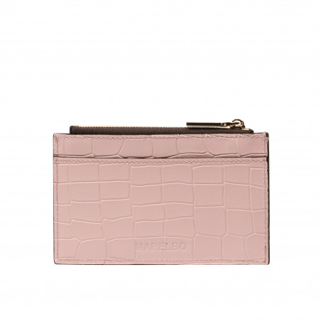 Tarjetero 209g croco rosa empolvado