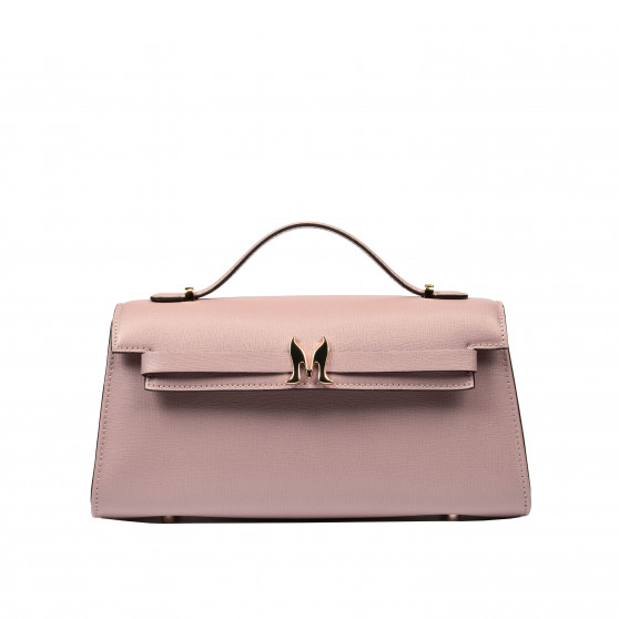 Bolso de dama de hombro 041g rosa polvo saffiano