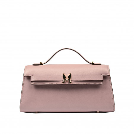 Bolso de dama de hombro 041g rosa polvo saffiano