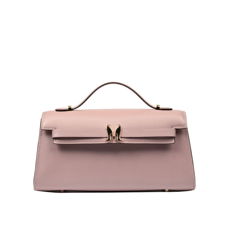 Bolso de dama de hombro 041g rosa polvo saffiano