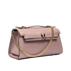 Bolso de dama de hombro 041g rosa polvo saffiano