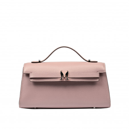 Bolso de mujer al hombro 041g 01 rosa empolvado saffiano