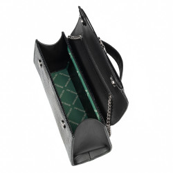 Bolso de mujer de hombro 041g 01 efecto cocodrilo charol negro