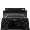 Bolso de mujer de hombro 041g 01 efecto cocodrilo charol negro