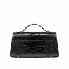 Bolso de mujer de hombro 041g 01 efecto cocodrilo charol negro