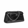 Bolso de mujer de hombro 041g 01 efecto cocodrilo charol negro