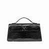 Bolso de mujer de hombro 041g 01 efecto cocodrilo charol negro