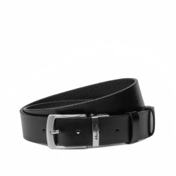 Cinturón de hombre 71b negro brillante+negro perforado