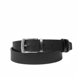 Cinturón de hombre 71b negro brillante+negro perforado