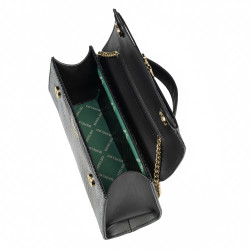 Bolso de mujer de hombro 041g croco charol negro