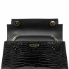 Bolso de mujer de hombro 041g croco charol negro