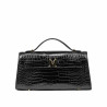 Bolso de mujer de hombro 041g croco charol negro