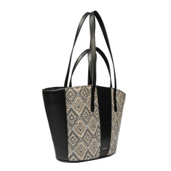 Bolsa de playa para mujer 044g 01 de rafia negro