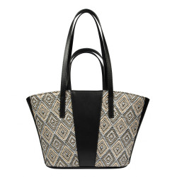 Bolsa de playa para mujer 044g 01 de rafia negro