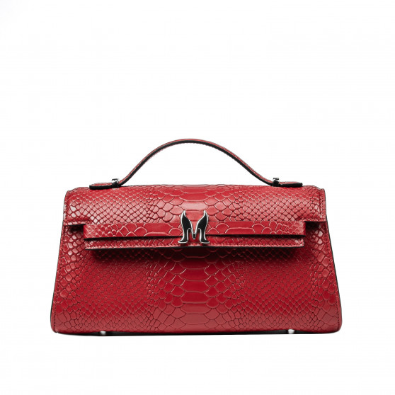 Bolso de hombro de mujer 041g 01 cocodrilo rojo