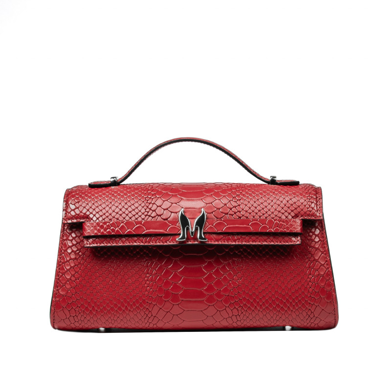 Bolso de hombro de mujer 041g 01 cocodrilo rojo
