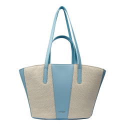 Bolso de playa para mujer 044g 01 blue sky+rafia