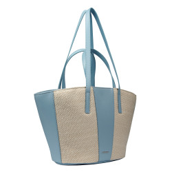 Bolso de playa para mujer 044g 01 blue sky+rafia