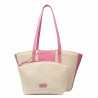 Bolso de playa para mujer 044g 01 rosa barbie+rafia
