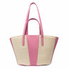 Bolso de playa para mujer 044g 01 rosa barbie+rafia