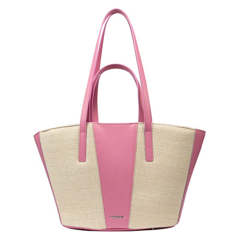 Bolso de playa para mujer 044g 01 rosa barbie+rafia