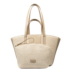 Bolso de playa para dama 044g nude+rafia
