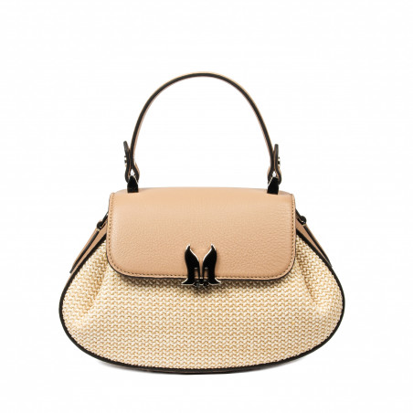 Bolso de mano para dama 042g 01biz nude+rafia