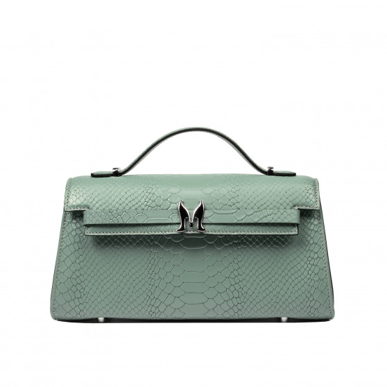 Bolso de mujer de hombro 041g 01 croco pistachio