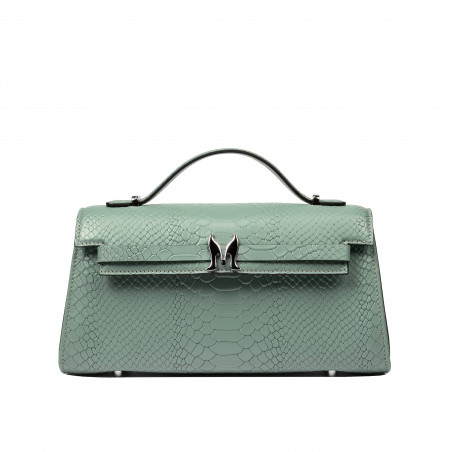 Bolso de mujer de hombro 041g 01 croco pistachio