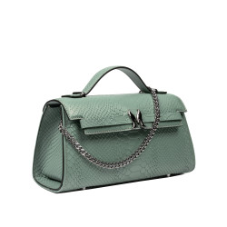 Bolso de mujer de hombro 041g 01 croco pistachio