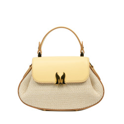 Bolso de mano para mujer 042g amarillo mantequilla+rafia