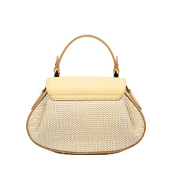 Bolso de mano para mujer 042g amarillo mantequilla+rafia