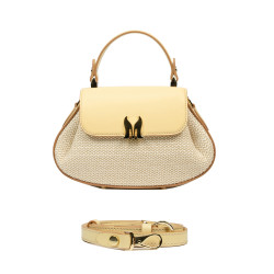 Bolso de mano para mujer 042g amarillo mantequilla+rafia